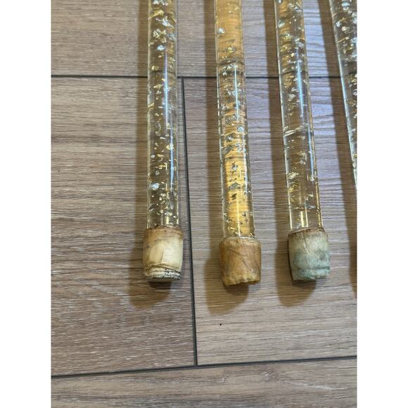 Vintage (5) Lucite 12” MCM Lucite Display Candles Clear With Gold Flecks 1960s - Picture 11 of 16